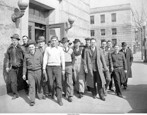 Just a few of the nearly 500 people arrested on one Sunday in 1941 for breaking Delaware's blue laws, at the Wilmington police station.